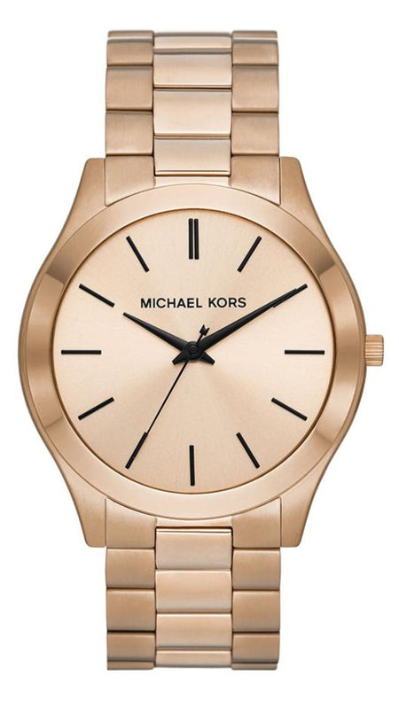 Michael Kors Slim Runway Three-Hand Gold Dial Gold Steel Strap Watch for Women - MK9122 Authentic Buy Shop Now