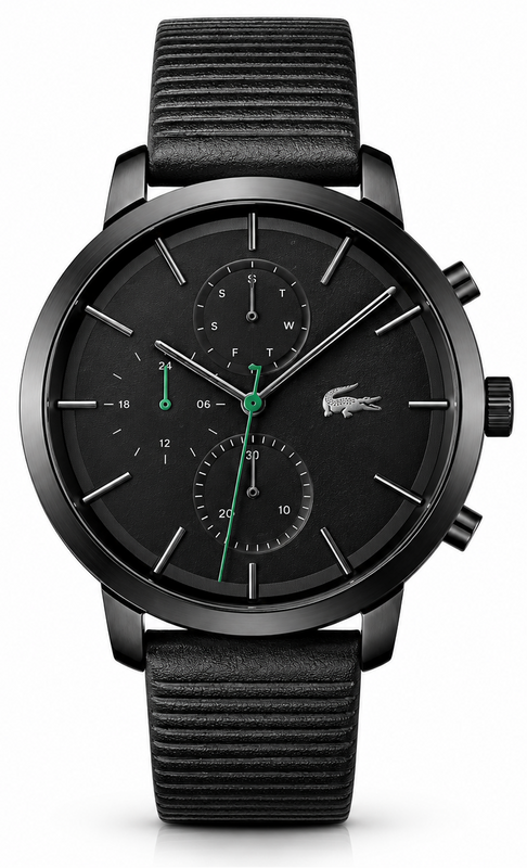Lacoste Replay Chronograph Black Dial Black Leather Strap Watch for Men - 2011177 Authentic Buy Shop Now