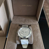 Burberry The City Chronograph Silver Dial White Rubber Strap Watch for Men - BU9810 Authentic Buy Shop Now