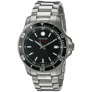 Movado Series 800 Black Dial Silver Steel Strap Watch For Men - 2600135 Authentic Buy Shop Now