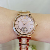 Michael Kors Abbey Three-Hand Analog Crystals Rose Gold Dial Rose Gold Steel Strap Watch for Women - MK4617 Authentic Buy Shop Now