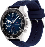 Tommy Hilfiger Larson Chronograph Blue Dial Blue Rubber Strap Watch For Men - 1791920 Authentic Buy Shop Now