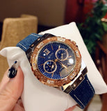 Guess Limelight Quartz Analog Blue Dial Blue Denim Strap Watch For Women - W0775l10 Authentic Buy Shop Now