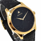Gucci G Timeless Quartz Black Dial Black Leather Strap Watch For Women - YA1264034A Authentic Buy Shop Now