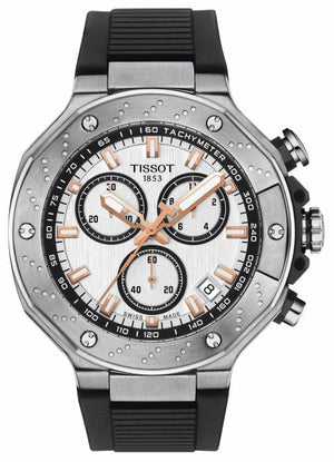 Tissot T Race Chronograph White Dial Black Rubber Strap Watch For Men - T141.417.17.011.00 Authentic Buy Shop Now