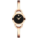 Movado Rondiro 22mm Black Dial Rose Gold Steel Strap Watch For Women - 0607065 Authentic Buy Shop Now