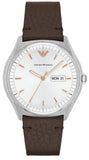 Emporio Armani Dress Quartz White Dial Brown Leather Strap Watch For Men - AR1999 Authentic Buy Shop Now