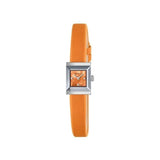 Gucci G-Frame Square Mother of Pearl Orange Dial Orange Leather Strap Watch For Women - YA128532 Authentic Buy Shop Now