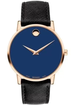 Movado Museum Sport Blue Dial Black Leather Strap Watch for Men - 0607266 Authentic Buy Shop Now