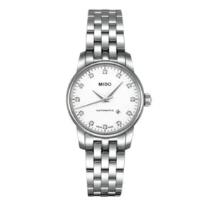 Mido Baroncelli III Automatic Diamonds White Dial Silver Steel Strap Watch For Women - M7600.4.66.1 Authentic Buy Shop Now