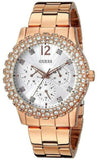 Guess Dazzler Diamonds Silver Dial Rose Gold Steel Strap Watch for Women - W0335L3 Authentic Buy Shop Now