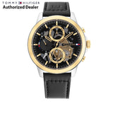 Tommy Hilfiger Henry Chronograph Black Dial Black Leather Strap Watch For Men - 1710474 Authentic Buy Shop Now