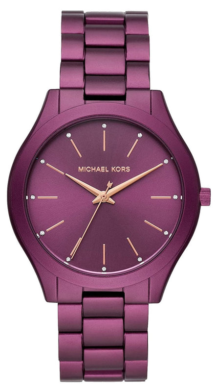 Michael Kors Slim Runway Quartz Purple Dial Purple Steel Strap Watch For Women - MK4507 Authentic Buy Shop Now