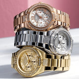 Guess Viva Diamonds White Dial Rose Gold Steel Strap Watch for Women - W0111L3 Authentic Buy Shop Now