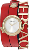 Versace V-Flare Quartz Silver Dial Red Leather Strap Watch for Women - VEBN00418 Authentic Buy Shop Now