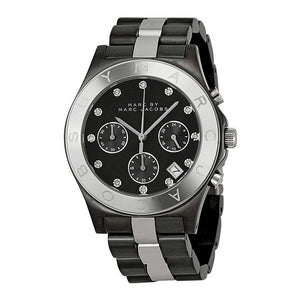 Marc Jacobs Blade Chronograph Black Dial Two Tone Steel Strap Watch for Women - MBM3179 Authentic Buy Shop Now