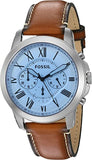 Fossil Grant Chronograph Blue Dial Brown Leather Strap Watch for Men - FS5184 Authentic Buy Shop Now