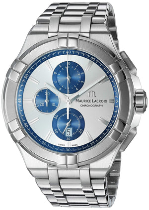 Maurice Lacroix Aikon Chronograph Silver Dial Silver Steel Strap Watch for Men - AI1018-SS002-131-1 Authentic Buy Shop Now