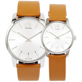 Calvin Klein City Quartz White Dial Light Brown Leather Strap Watch For Men - K2G21138 Authentic Buy Shop Now