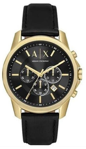 Armani Exchange Outerbanks Chronograph Black Dial Black Leather Strap Watch For Men - AX7133 Authentic Buy Shop Now
