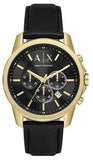 Armani Exchange Outerbanks Chronograph Black Dial Black Leather Strap Watch For Men - AX7133 Authentic Buy Shop Now