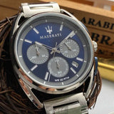 Maserati Trimarano Chronograph Blue Dial Silver Steel Strap Watch For Men - R8873632004 Authentic Buy Shop Now