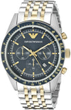 Emporio Armani Tazio Chronograph Blue Dial Two Tone Stainless Steel Watch For Men - AR6088 Authentic Buy Shop Now