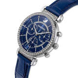 Swarovski Passage Chrono Crystal Blue Dial Blue Leather Strap Watch for Women - 5580342 Authentic Buy Shop Now