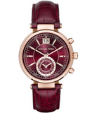 Michael Kors Sawyer Maroon Dial Maroon Leather Strap Watch for Women - MK2426 Authentic Buy Shop Now