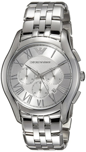 Emporio Armani Velente Chronograph Quartz Silver Dial Silver Steel Strap Watch For Men - AR1702 Authentic Buy Shop Now