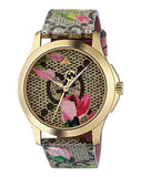 Gucci G Timeless Floral Brown Dial Brown Leather Strap Watch For Women - YA1264038 Authentic Buy Shop Now