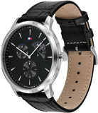 Tommy Hilfiger Brad Chronograph Black Dial Black Leather Strap Watch For Men - 1710391 Authentic Buy Shop Now
