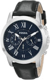 Fossil Grant Chronograph Blue Dial Black Leather Strap Watch for Men - FS4990 Authentic Buy Shop Now