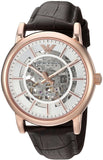 Emporio Armani Meccanico Silver Skeleton Dial Brown Leather Strap Watch For Men - AR1983 Authentic Buy Shop Now