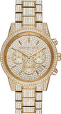 Michael Kors Ritz Three-Hand Glitz Crystals Gold Dial Gold Steel Strap Watch for Women - MK6747 Authentic Buy Shop Now