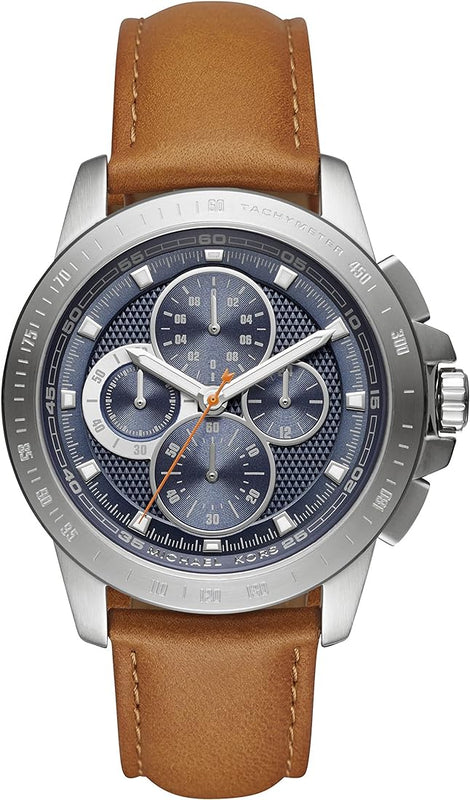 Michael Kors Ryker Chronograph Analog Blue Dial Brown Leather Strap Watch For Men - MK8518 Authentic Buy Shop Now