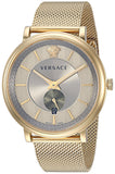 Versace V Circle Quartz Gold Dial Gold Mesh Bracelet Watch For Men - VBQ070017 Authentic Buy Shop Now