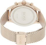 Hugo Boss Companion Chronograph Black Dial Rose Gold Steel Strap Watch For Men - 1513548 Authentic Buy Shop Now