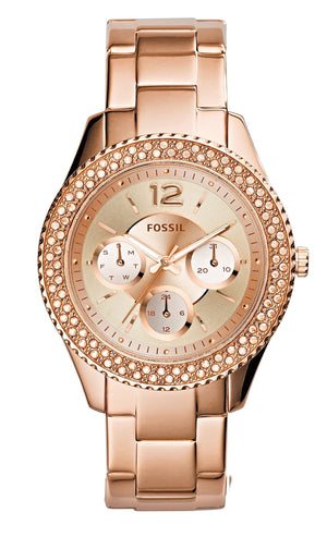 Fossil Stella Rose Gold Dial Rose Gold Steel Strap Watch for Women - ES3590 Authentic Buy Shop Now