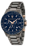 Maserati SFIDA Chronograph Blue Dial Grey Steel Strap Watch For Men - R8873640001 Authentic Buy Shop Now