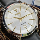 Maserati Epoca White Dial Black Leather Strap Watch For Men - R8851118002 Authentic Buy Shop Now