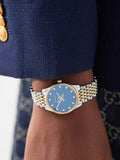 Gucci G Timeless Quartz Blue Dial Two Tone Steel Strap Watch For Women - YA1265029 Authentic Buy Shop Now