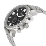 Fossil Nate Chronograph Black Dial Silver Steel Strap Watch for Men - JR1353 Authentic Buy Shop Now
