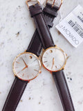 Movado Ultra Slim Silver Dial Brown Leather Strap Watch For Women - 0607093 Authentic Buy Shop Now