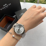 Coach Delancey White Dial Silver Steel Strap Watch for Women - 14502495 Authentic Buy Shop Now