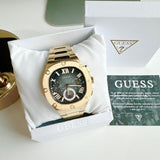 Guess Headliner Multifunction Black Dial Gold Steel Strap Watch For Men - GW0572G2 Authentic Buy Shop Now