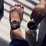 Diesel Mr Daddy 2.0 Chronograph Black Dial Black Leather Strap Watch For Men - DZ7350 Authentic Buy Shop Now