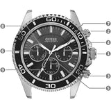 Guess Chaser Chronograph Black Dial Silver Steel Strap Watch for Men - W0170G1 Authentic Buy Shop Now
