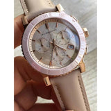 Burberry Chronograph Rose Gold Dial Beige Leather Strap Watch for Women - BU9704 Authentic Buy Shop Now