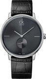 Calvin Klein Accent Black Dial Black Leather Strap Watch for Men - K2Y211C3 Authentic Buy Shop Now